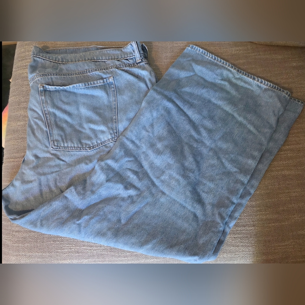 Women's Plus Size 24 Mid Rise Light Wash Wide Leg Jeans 3X Denim Vintage Style
